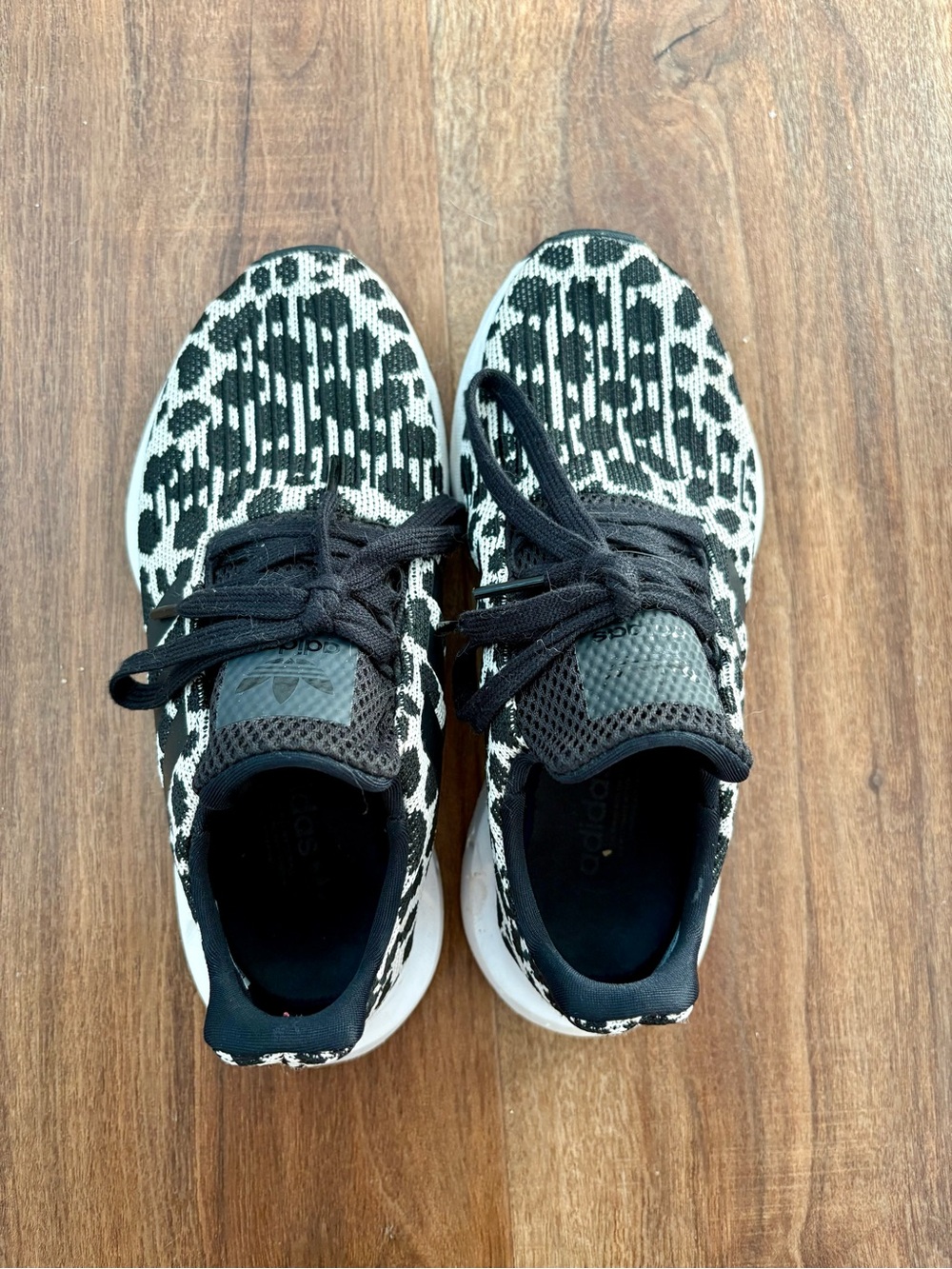Adidas Black & White Leopard Pattern Knit Sneaker